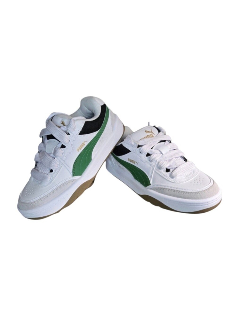 Puma Park Lifestyle SK8 Shoes w/ Fat Laces in White, Green, Gum Size 5 Men NEW!